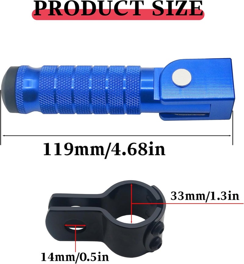 JXPANG M8 Motorcycle CNC Aluminum 90 Degree Folding Rearsets Folded Motorbike Footrest Bicycle Footpegs Foot Pegs Pedal Universal (Blue) - Image 5